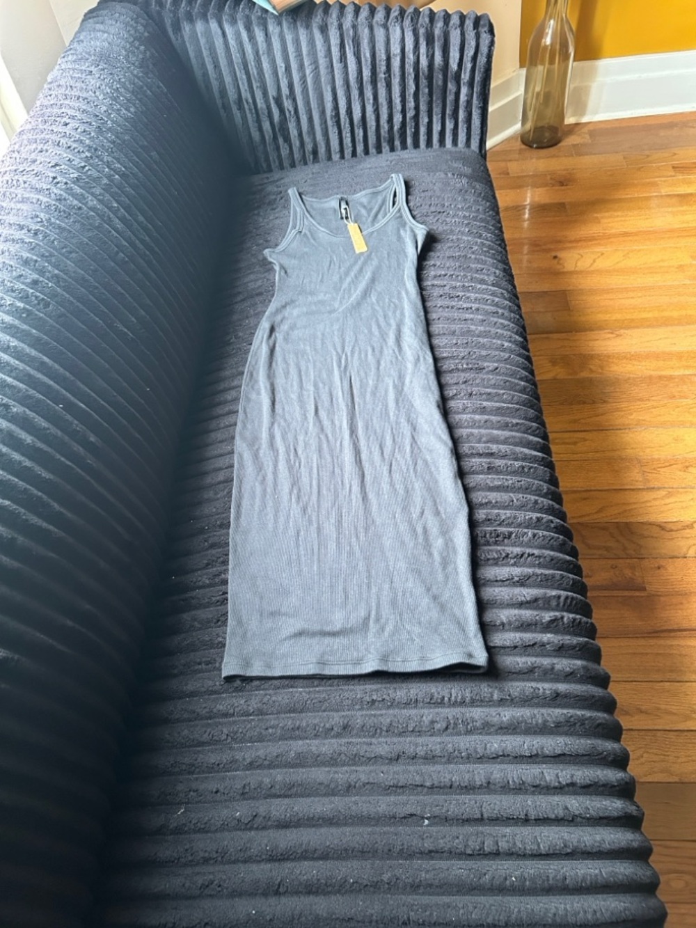 Skims Cotton Rib Tank Midi Dress • NWT • Never Worn • Soot (Black) • Small